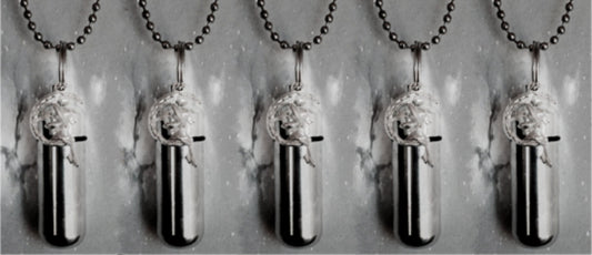 Set of Five Angel On Moon Cremation Urn on 24" Necklaces - Memorial Jewelry, Ashes Keepsake, Urn for Human Ashes, Pet Ashes, Urn Jewelry