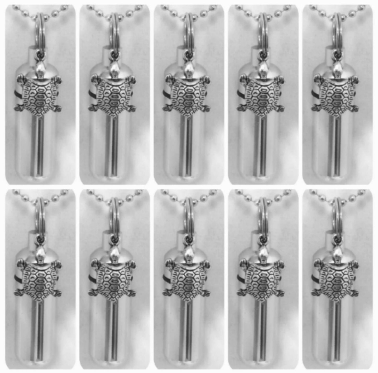 Set of TEN Sea Turtle Cremation Urn on 24" Necklaces, Memorial Jewelry, Pet Urn, Ashes Necklace, Mourning, Bereavement, Personalized Urn