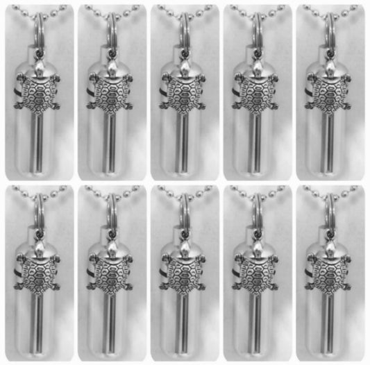Set of TEN Sea Turtle Cremation Urn on 24" Necklaces, Memorial Jewelry, Pet Urn, Ashes Necklace, Mourning, Bereavement, Personalized Urn