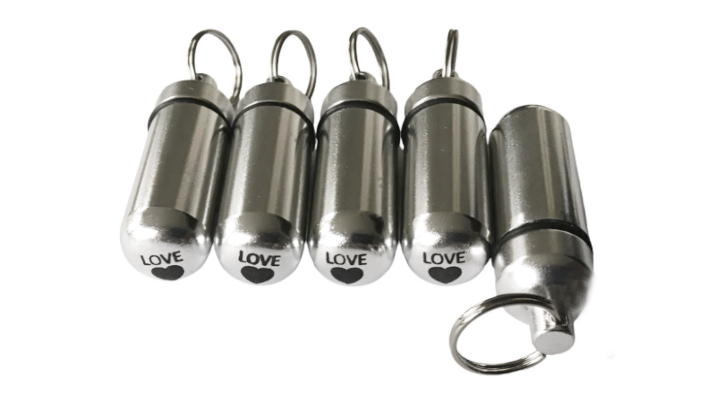 Set of Five Classic Silver CREMATION URN Keepsakes with Laser ENGRAVED Hearts - Memorial Jewelry, Urn Keepsake, Ashes Keepsake, Pet Urn, etc