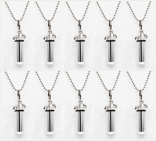 Set Of Ten Cremation Urn Necklaces, with Semi-Truck / 18 Wheeler, Mourning Keepsake, Memorial Jewelry, Ashes Necklace, Personalized Urn