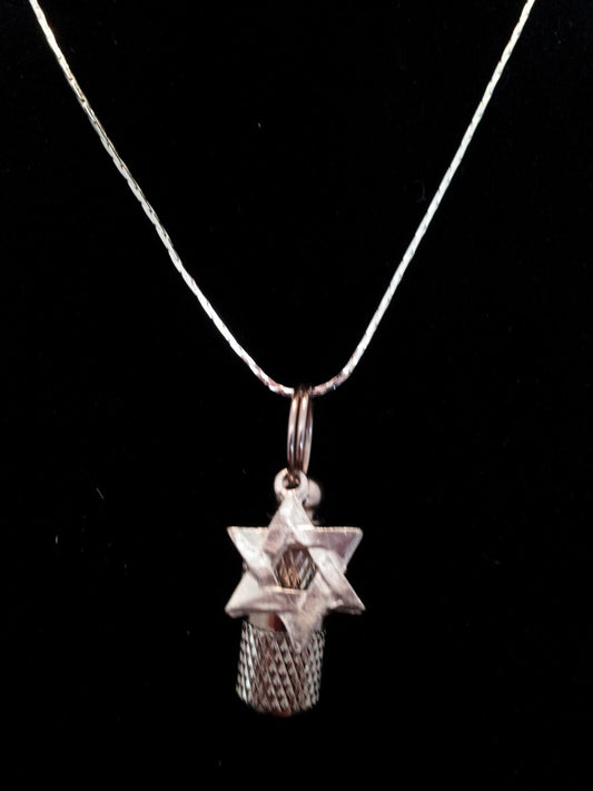 MINI Cremation Urn  on 24" Necklace with Star Of David - Hand Assembled....  Includes Velvet Pouch and Fill Kit