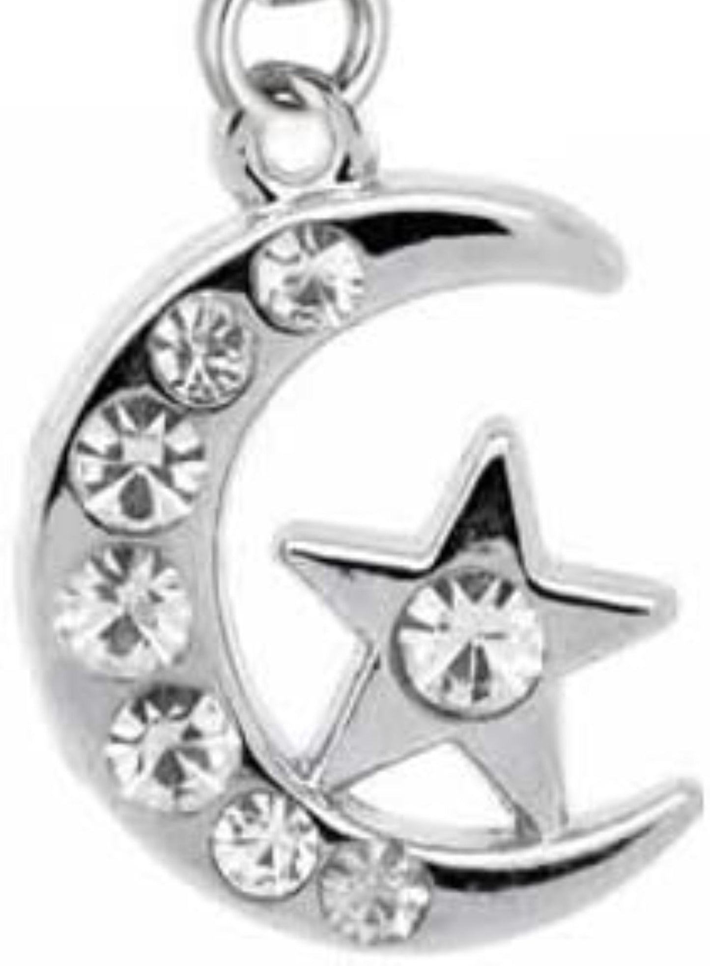 Silver Cremation Urn Keychain Keepsake with Jeweled Crescent Moon & Star - Mourning Jewelry, Child Urn, Pet Urn, Baby Urn, Personalized Urn
