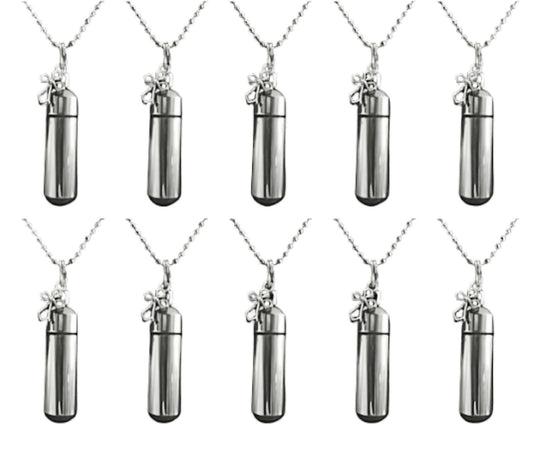 Set of Ten Silver CREMATION URN NECKLACES with Antique Cross, Mourning Jewelry, Ashes Necklace, Urn Keepsakes, Pet Urn, Child Urn, Ashes Urn