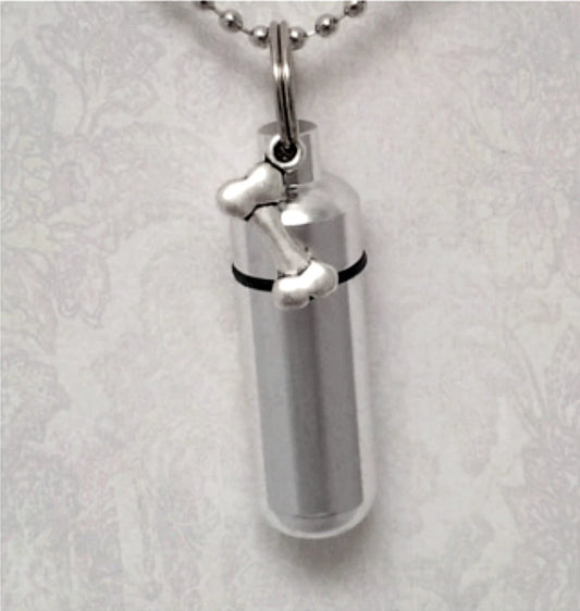 Lovely DOG BONE Cremation Urn on 24"Steel Necklace - Pet Urn, Memorial Keepsake, Ashes Necklace, Keepsake Urn, Personalized Urn