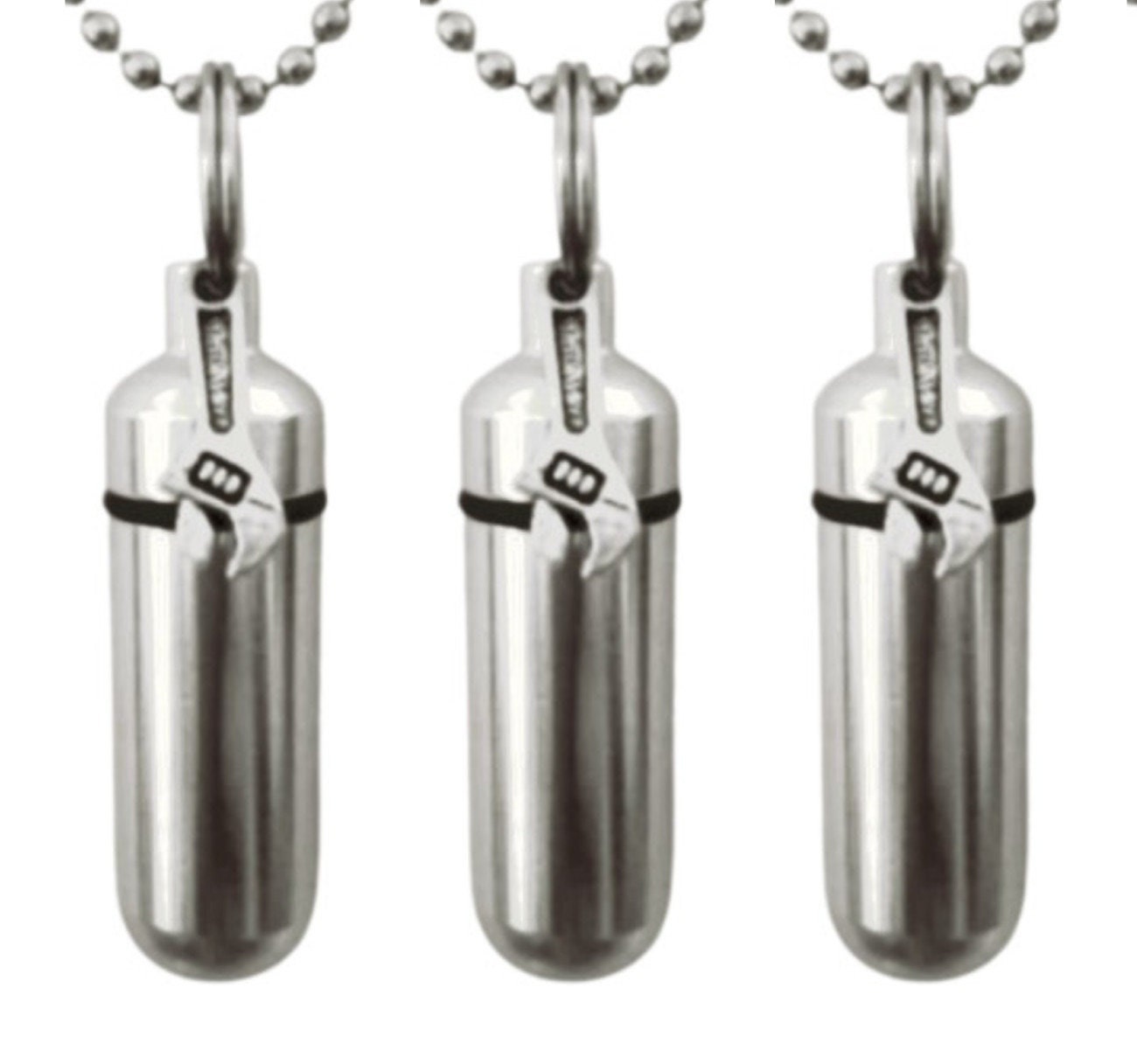 Set Of Three Silver CREMATION URN Necklaces with Wrench/Tool - Mourning Jewelry, Keepsake Urn, Ashes Necklace, Pet Urn, Personalized Urn