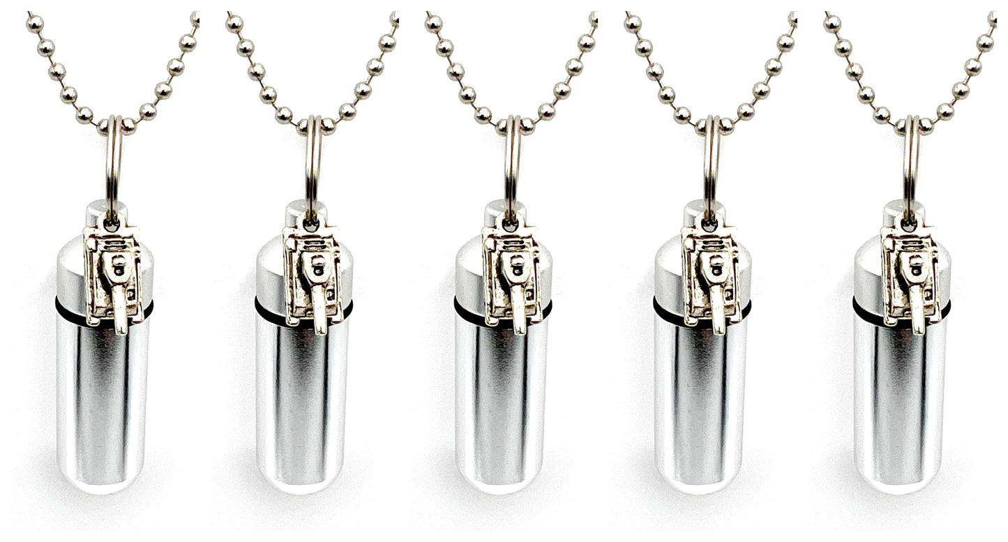 Set of FIVE Cremation Urn Necklaces with Armored Tank - Urn Keepsake, Ashes Necklace, Mourning Jewelry, Ashes Urn, Pet Urn, Personalized Urn