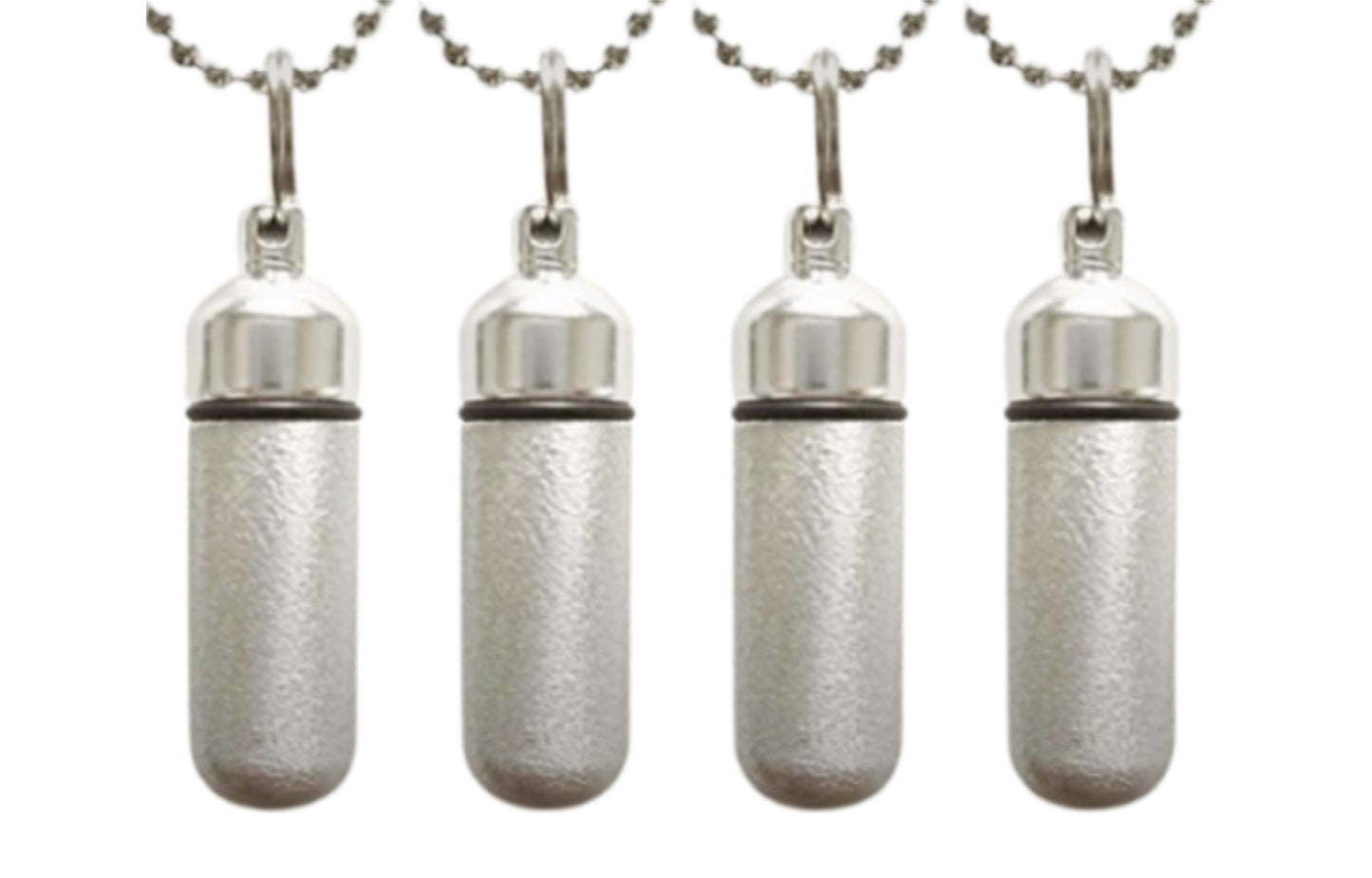 Set of FOUR Classic Brushed Silver CREMATION URN Necklaces, Includes Velvet Pouches & Fill-Kit - Custom Engravable - Pet Urn, Child Urn, Etc