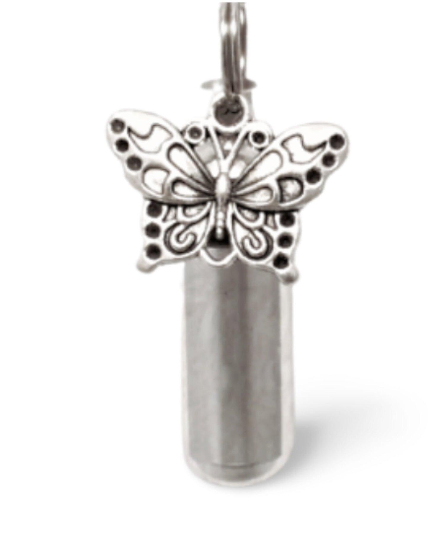 Silver Cremation Urn Keepsake with BUTTERFLY - Mourning Jewelry, Ashes Urn, Child Urn, Baby Urn, Keepsake Urn, Personalized Urn
