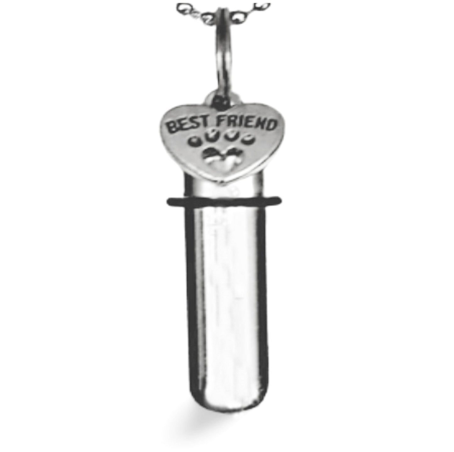 Complete Cremation Urn Set - Best Friend Pet Paw on 24" Necklace - Hand Assembled.... with Velvet Pouch and Fill Kit