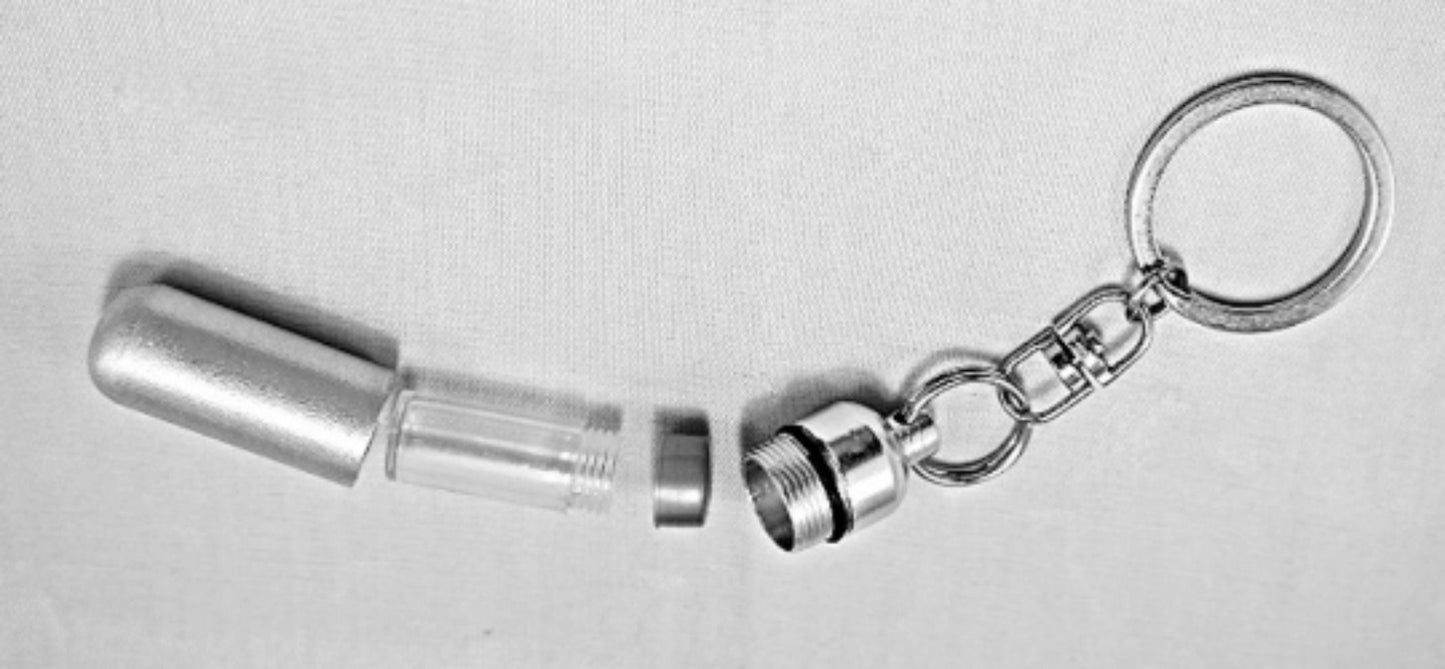 Brushed Silver "ARMY" Patriotic Cremation Urn on Steel Swivel Keychain - Includes Velvet Pouch & Fill Kit - Custom Engravable