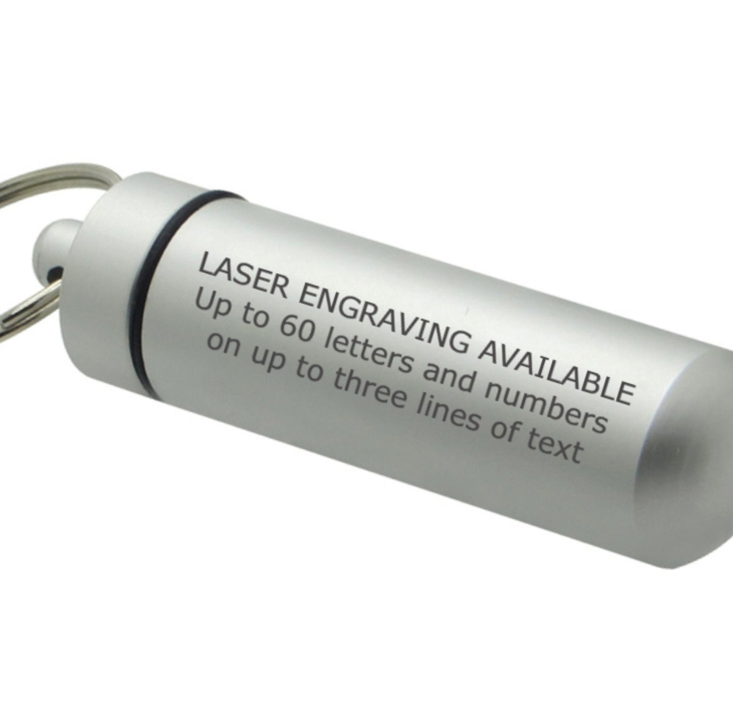 Brushed Silver Cremation Urn with Air Force Pendant on Stainless Steel Swivel Keyring - Hand Assembled, in Velvet Pouch with Fill Kit