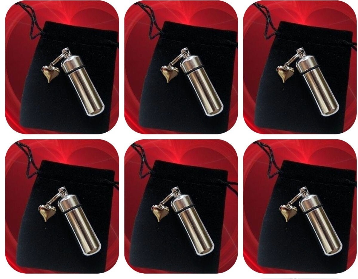 Special Set of SIX Polished Silver Heart CREMATION URN Keepsakes - Mourning Jewelry, Urn Keepsake, Ashes Jewelry, Personalized Urn, Baby Urn