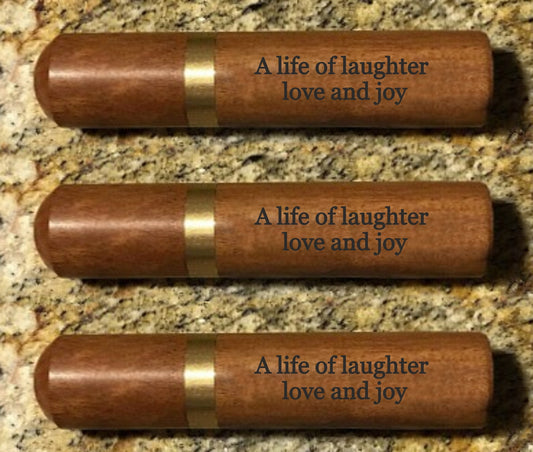 Set of 3 ENGRAVED "A life of laughter, love and joy" Rosewood Cremation Urns / Scattering Tubes - Fits in Pocket/Purse, TSA Compliant