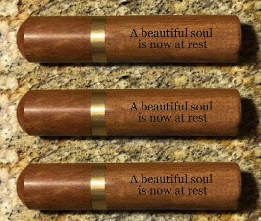 Set of 3 ENGRAVED "A beautiful soul is now at rest" Rosewood Cremation Urns / Scattering Tubes - Fits in Pocket/Purse, TSA Compliant