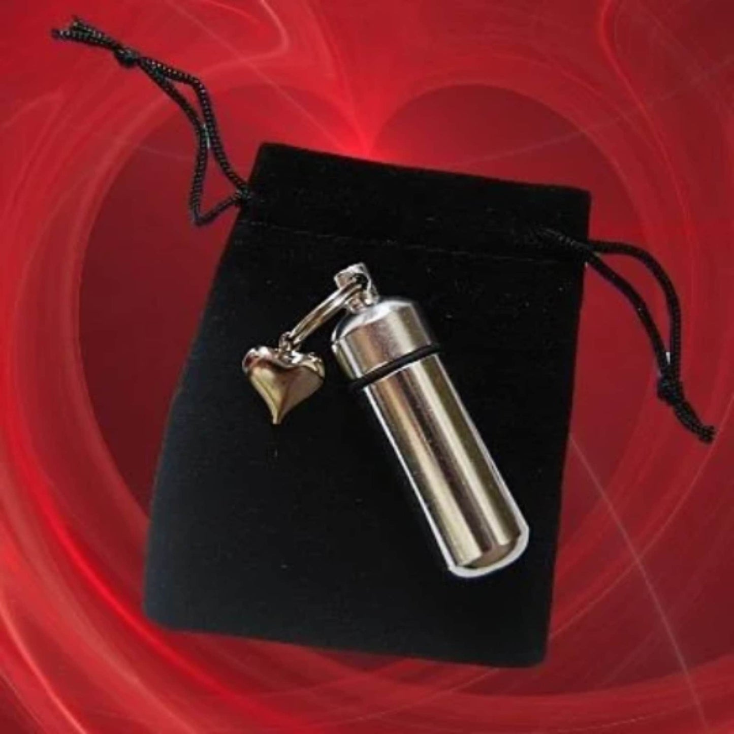 Classic Cremation Heart Urn/Vial Scattering Tube on 24" Necklace - TSA Compliant for Travel, Memorial Keepsake, Personalized Jewelry