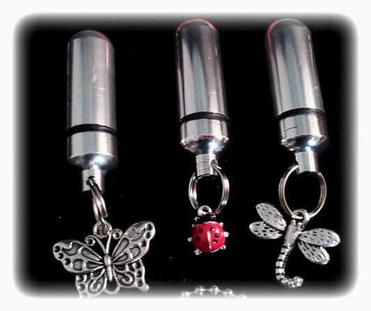 Nature TRIO Special Set of THREE Cremation Urn Necklaces (ladybug, dragonfly, butterfly) - Memorial Jewelry, Urn Keepsake, Ashes Necklace
