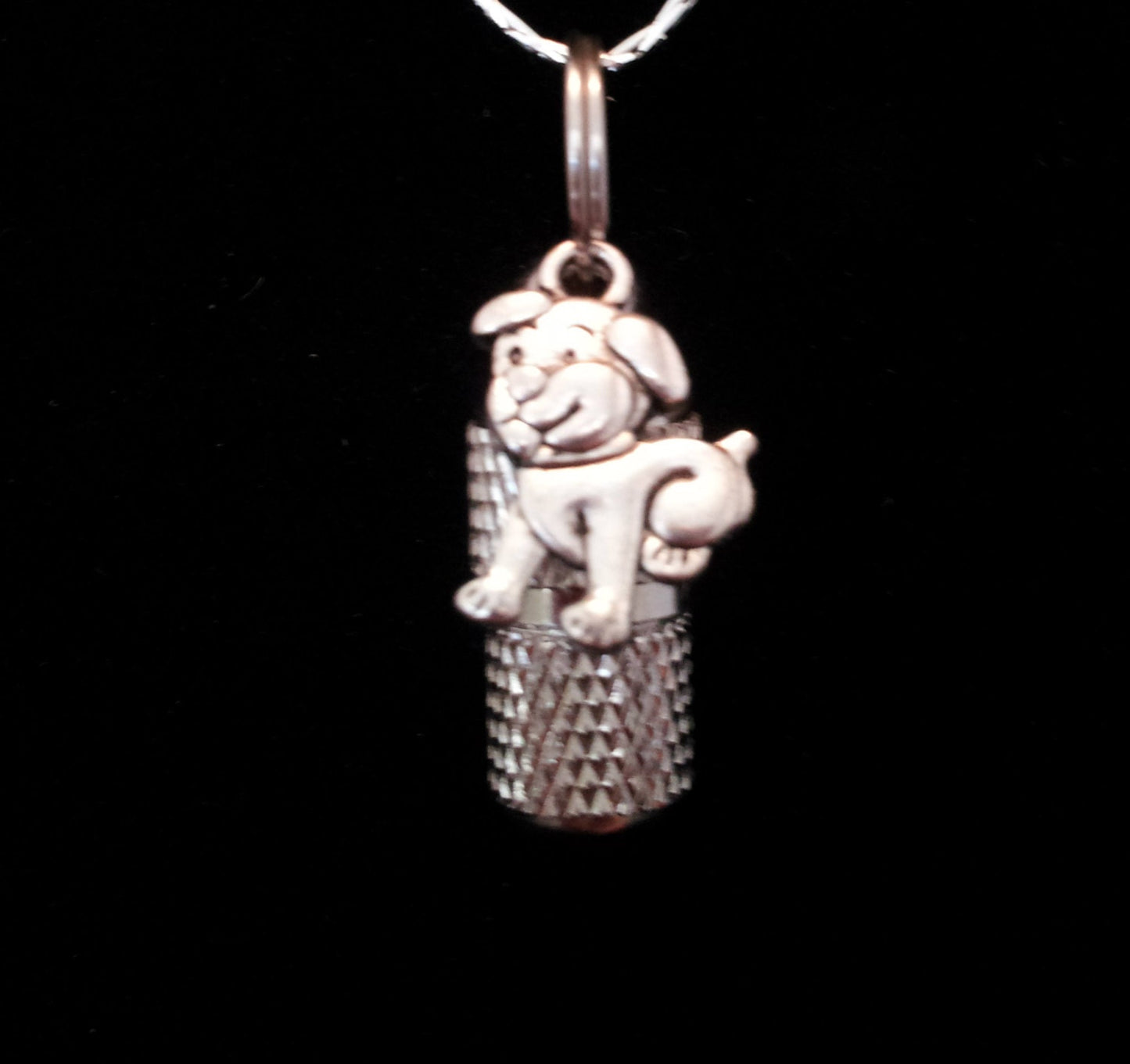 MINI Pet Cremation Urn on 24" Ball-Necklace with Puppy Dog - Pet Urn, Pet Loss, Dog Urn, Puppy Urn, Mourning Keepsake, Ashes Necklace