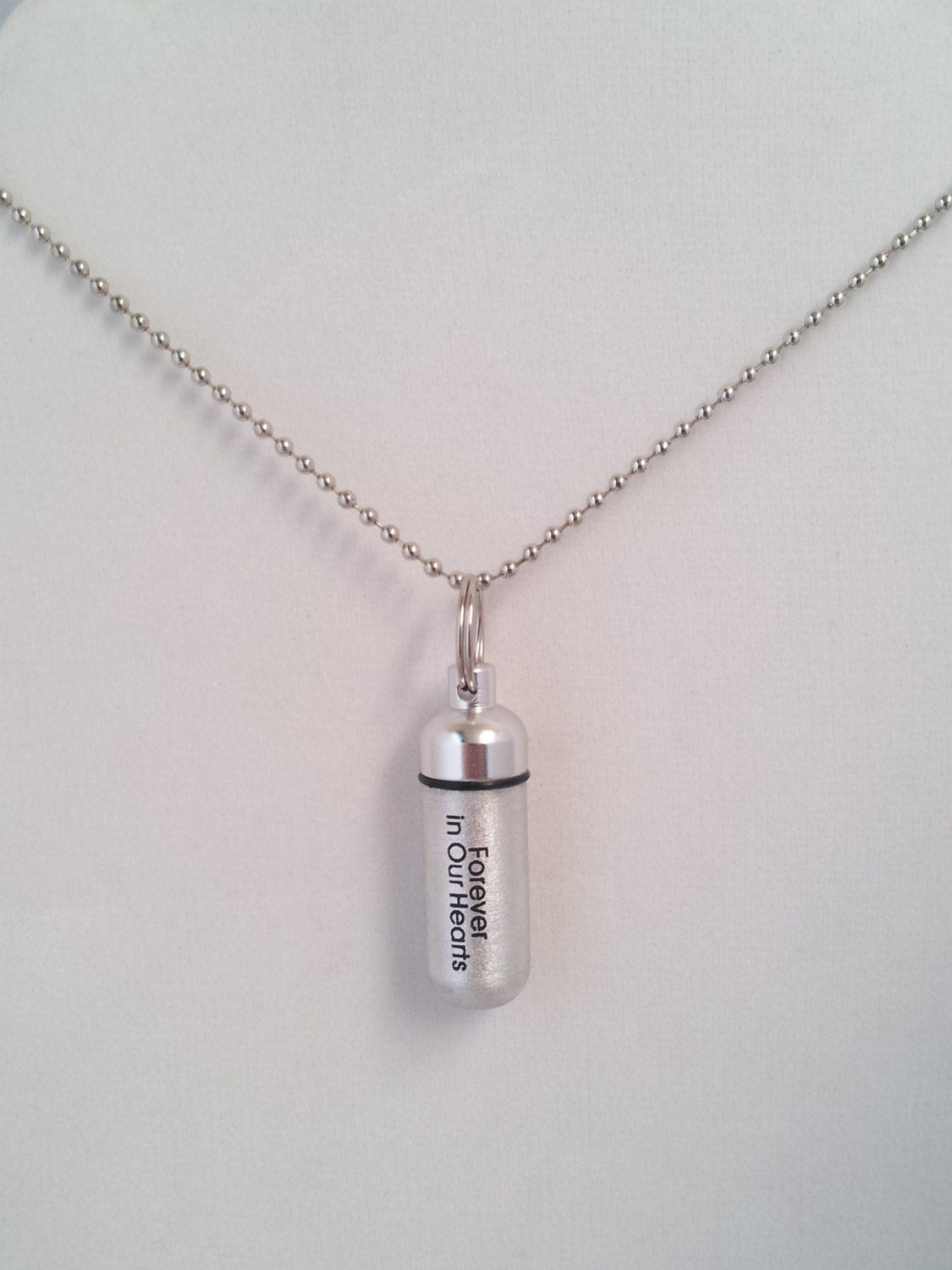 Engraved "Forever In Our Hearts" - Cremation Urn Necklace - Hand Assembled.... with Velvet Pouch and Fill Kit