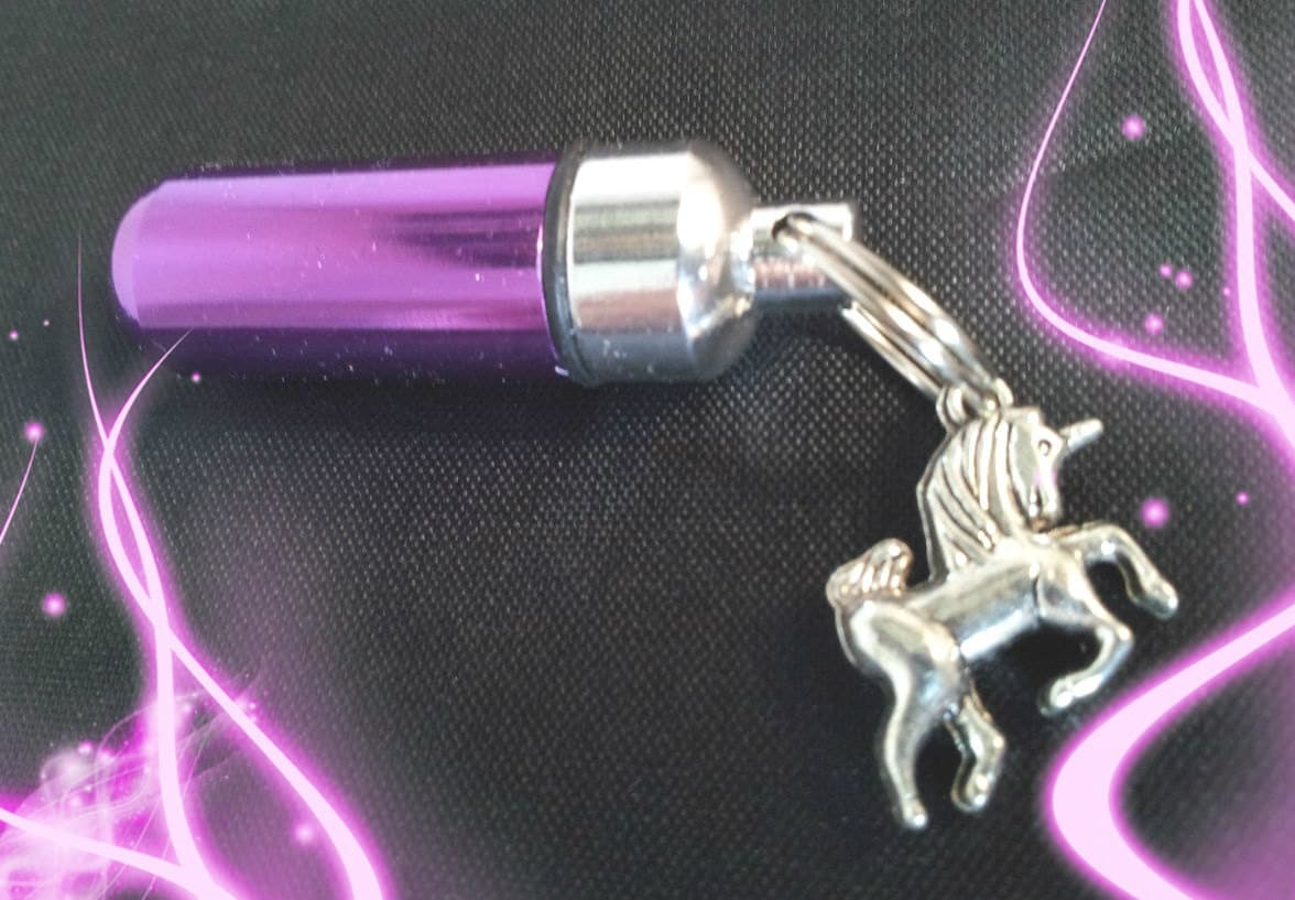 Purple Two-Tone Cremation Urn Necklace with Silver UNICORN - Memorial Keepsake, Ashes Jewelry, Child Urn, Personalized Urn