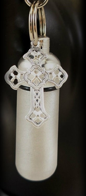 Brushed Silver Cremation Urn Necklace Keepsake with Filigree Cross, Urn Necklace, Memorial Keepsake, Child Urn, Baby Urn, Personalized Urn