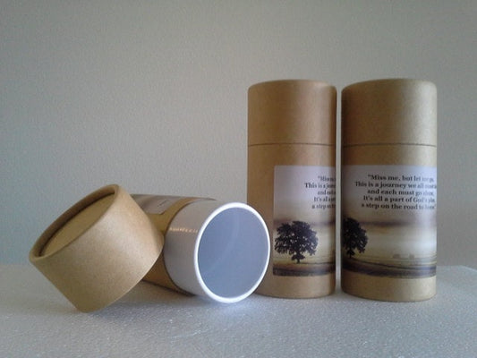 SET OF THREE Eco-Friendly Cremation Urn Scattering Tubes w/Telescopic Lids - Natural/Biodegradable - Style "Hallowed Ground"