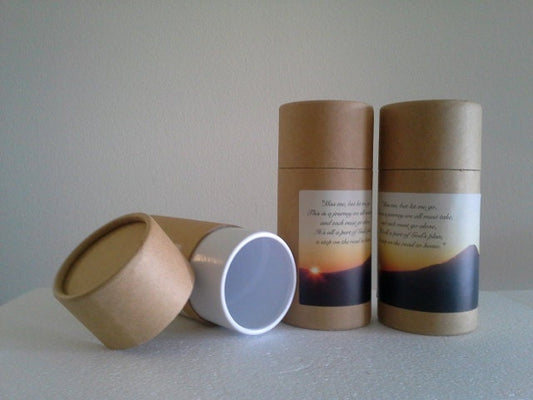 SET OF THREE Eco-Friendly Cremation Urn Scattering Tubes w/Telescopic Lids - Natural/Biodegradable - Style "Sunset"