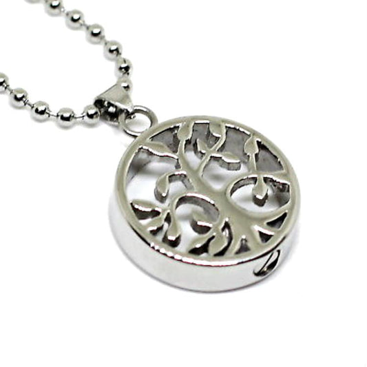 Stainless Steel Tree of Life Cremation Urn Necklace - Memorial Jewelry