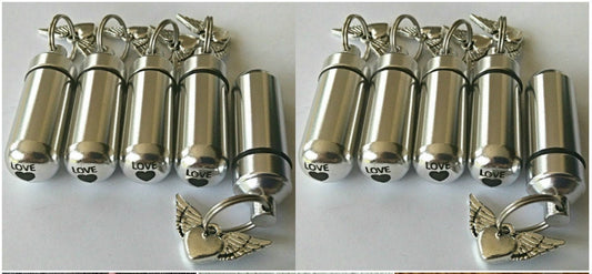 TEN Silver Winged Heart CREMATION URN Necklace with Engraved Hearts - Memorial Jewelry, Pet Urn, Child Urn