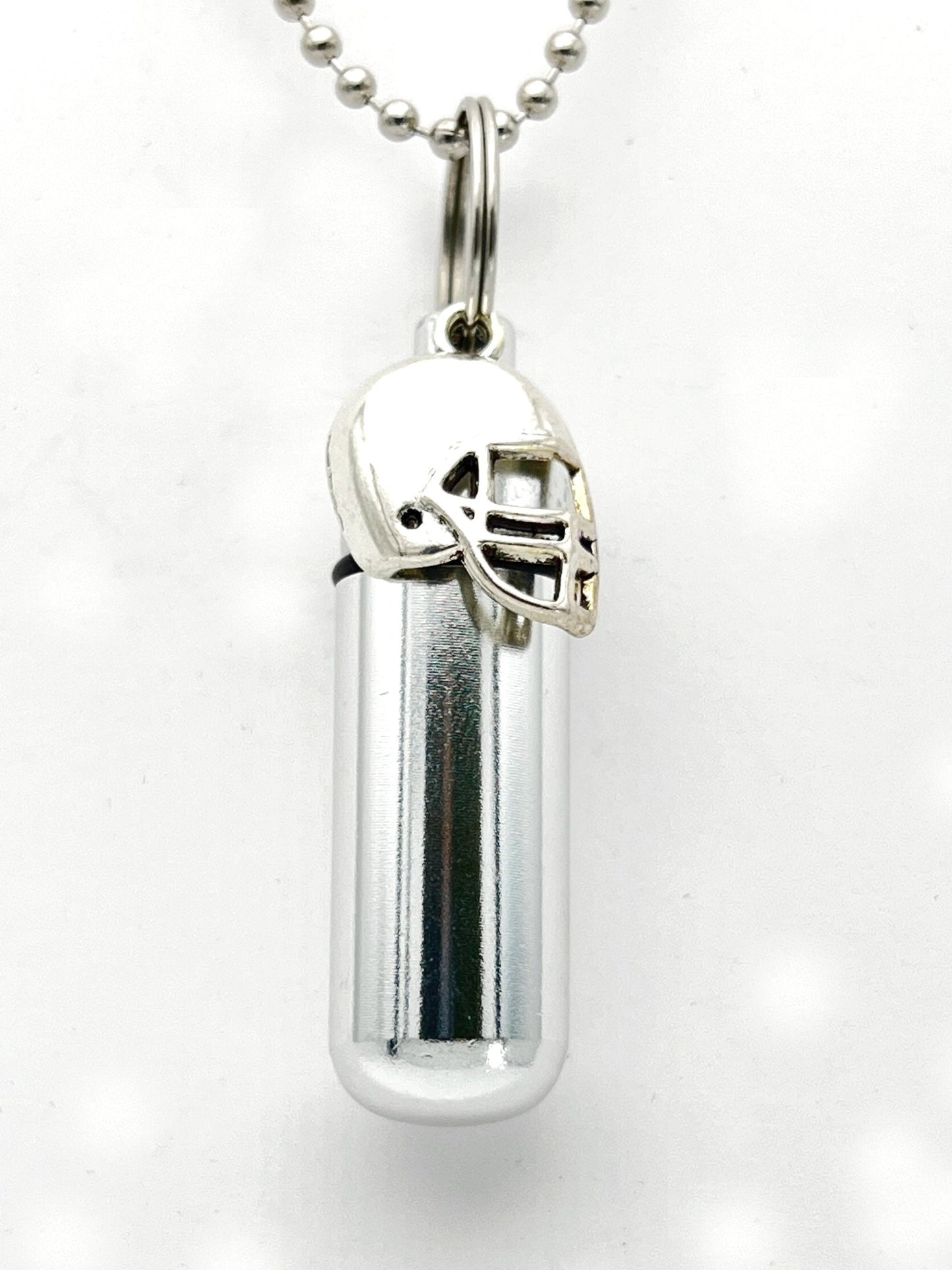 Set of TEN Football Helmet CREMATION URNS on 24" Steel Ball-Chain Necklace, Memorial Jewelry, Urn Pendant, Urns For Human Ashes or Pet Ashes