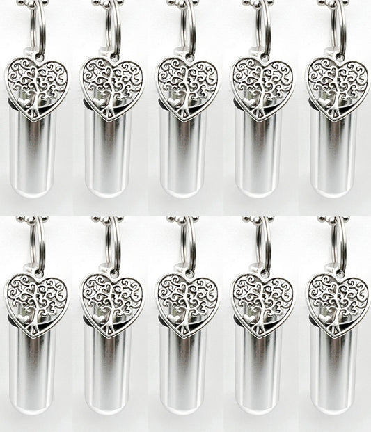 Set of TEN Cremation Urn Necklaces with "Heart Shaped Tree Of Life", Memorial Jewelry, Cremation Jewelry, Personalized Urn, Human/Pet Ashes