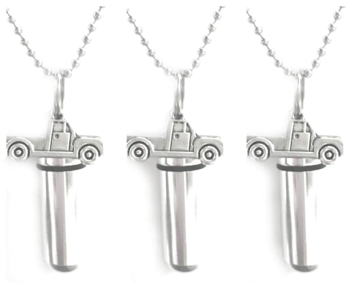 THREE Cremation Urn Necklaces with Silver Pickup Trucks - Urn Jewelry, Ashes Urn, Memorial Jewelry, Urn For Human Ashes, Loss of Father