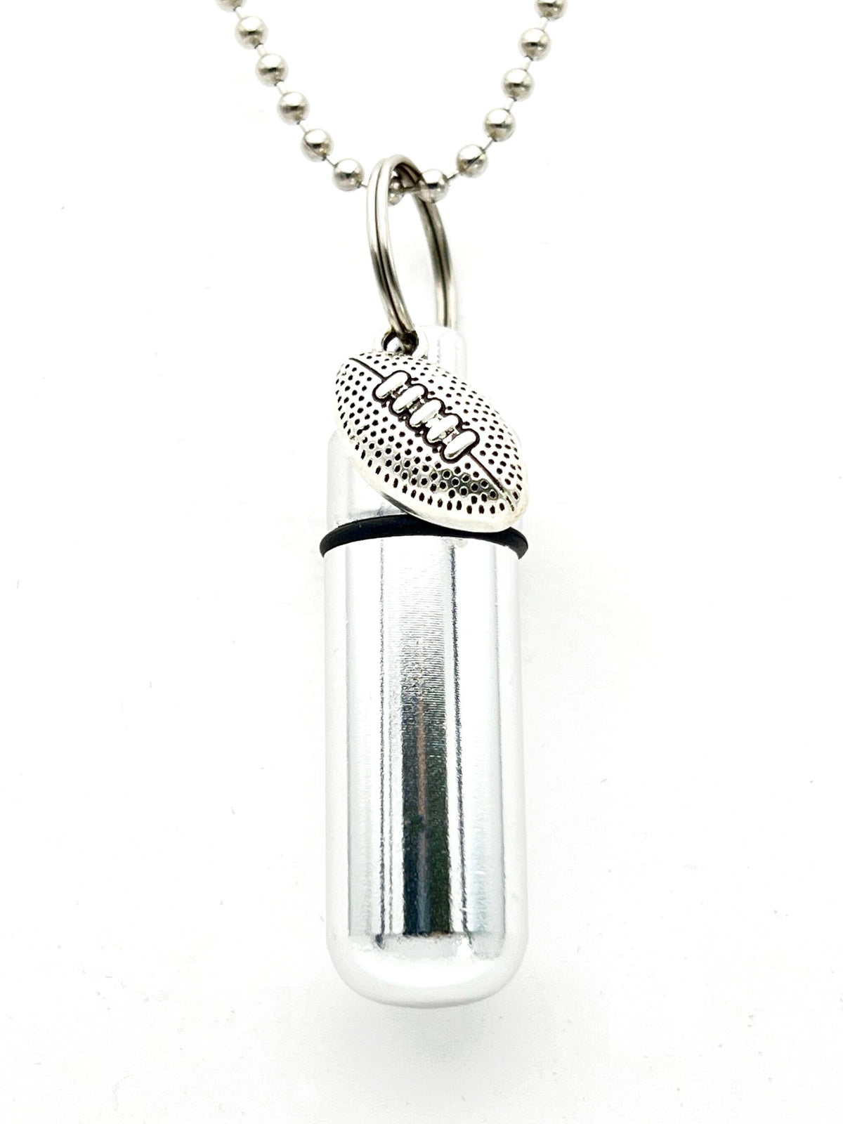 TWO Football Cremation Urn Necklaces – Stainless Steel Memorial Jewelry