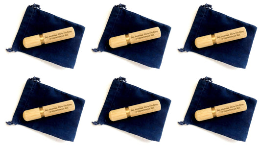 Set of Six CUSTOM ENGRAVED Natural Sandalwood Cremation Urns / Scattering Tubes - Fits in Pocket/Purse, TSA Travel Compliant, Very Secure