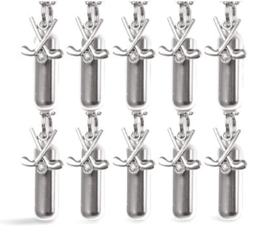 Set of TEN Brushed Silver Cremation Urn Necklaces with Golf Clubs - Cremation Necklace, Memorial Jewelry, Urn For Human Ashes, Loss Of Dad