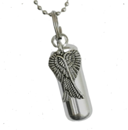 Large Crossed Angel Wings CREMATION URN Necklace - Angel Urn, Child Urn, Mourning Keepsake, Baby Urn, Ashes Necklace, Personalized Urn