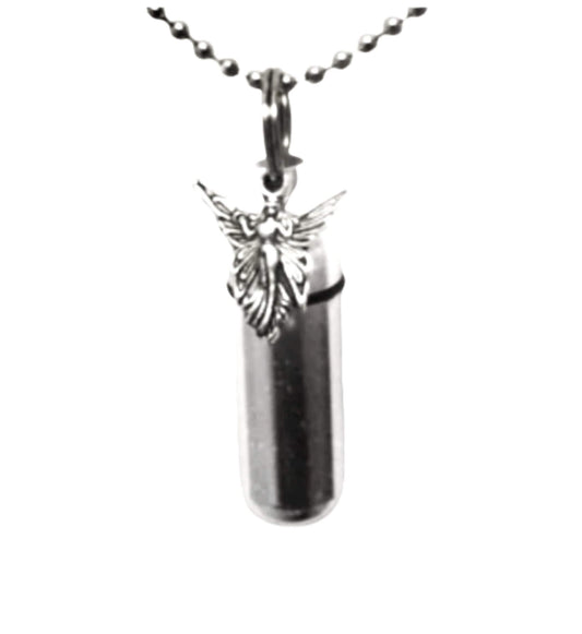 Silver Fairy Angel CREMATION URN on 24" Necklace - Memorial Keepsake, Ashes Jewelry, Urn Keepsake, Child Urn. Pet Urn, Personalized Urn