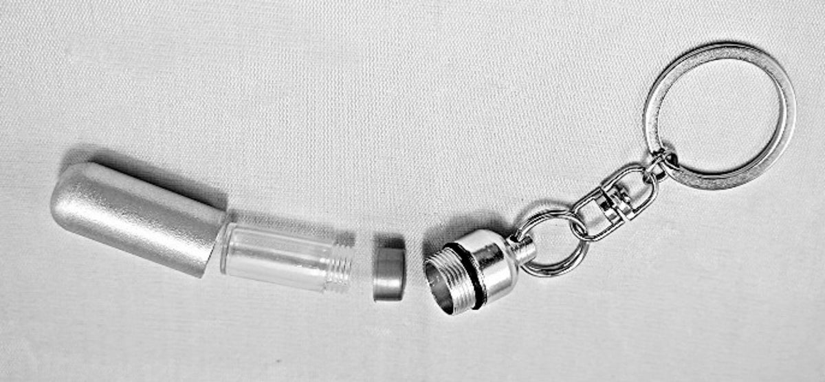 Brushed Silver Cremation Urn with BALD EAGLE Pendant on Stainless Steel Swivel Keyring - Memorial Jewelry,  Personalized Urn