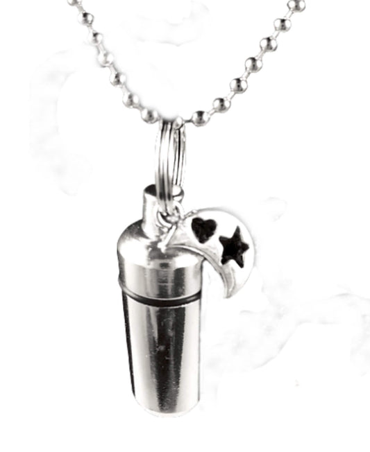 Silver Cremation Urn Necklace – Moon Pendant, Keepsake Jewelry