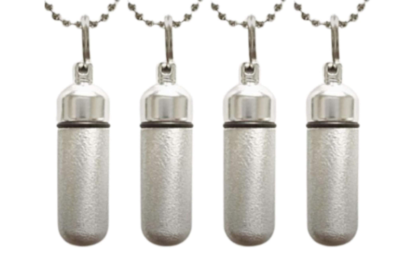 Set of FOUR Classic Hand-Brushed Silver CREMATION URN Necklaces, Includes Velvet Pouches & Fill-Kit, Custom Engravable - Pet Urn, Child Urn