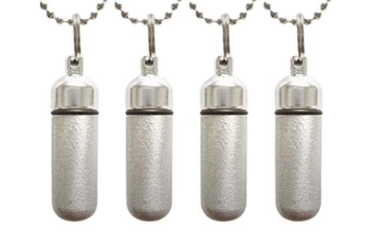 Set of FOUR Classic Hand-Brushed Silver CREMATION URN Necklaces, Includes Velvet Pouches & Fill-Kit, Custom Engravable - Pet Urn, Child Urn