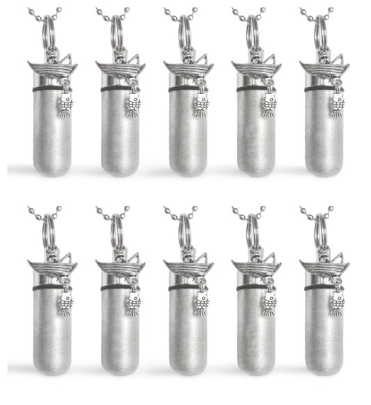 Set of TEN Brushed Silver "Fisherman in Boat" CREMATION URN Necklaces - Urn Keepsake, Urn for Ashes, Mourning Jewelry, Ashes Keepsake