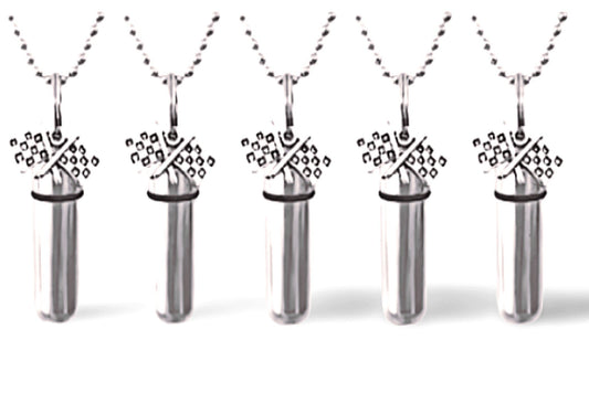 FIVE Racing Flag CREMATION URNS on 24" Steel Ball Chain Necklaces - Memorial Keepsake, Urn Necklace, Ashes Jewelry, Urn for Men