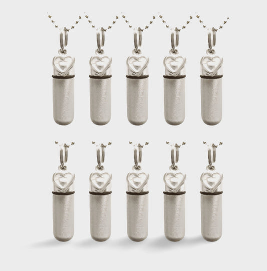 Ten Brushed Silver Cremation Necklaces "Open Heart"- Ashes Necklace, Memorial Jewelry, Urn Necklace, Mourning Jewelry, Pet Ashes, Child Loss