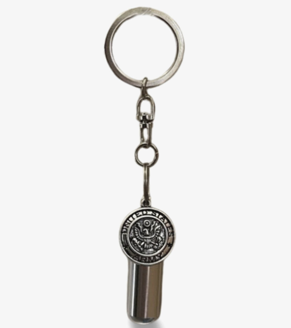 Army Medallion Cremation Urn Keychain - Engraved Flag Memorial Keepsake