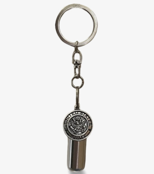 Army Medallion Cremation Urn Keychain - Engraved Flag Memorial Keepsake