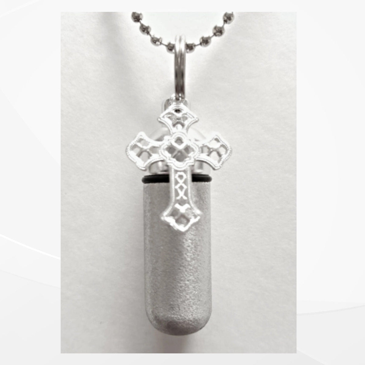 Brushed Silver Cremation Urn Necklace Keepsake with Filigree Cross, Urn Necklace, Memorial Keepsake, Child Urn, Baby Urn, Personalized Urn