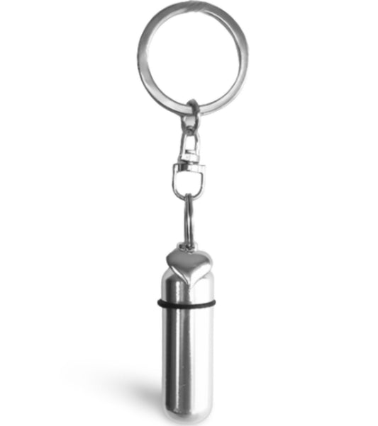 Classic Silver Cremation Urns with Puffed Heart on Stainless Steel Swivel Key Rings - Urn Jewelry, Ashes Keepsake, Mourning Jewelry, Pet Urn