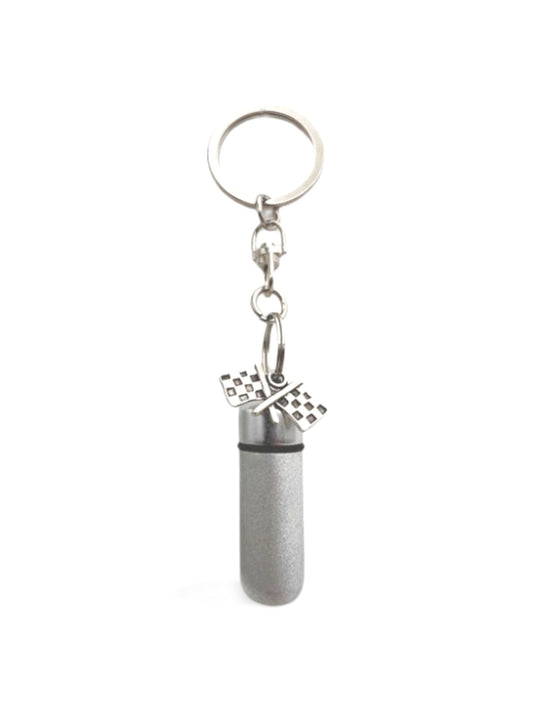 PERSONALIZED Brushed Silver  Racing Flag CREMATION URNS on Stainless Steel Swivel Keychains, Ashes Jewelry, Urn Keepsake, Loss of Loved One