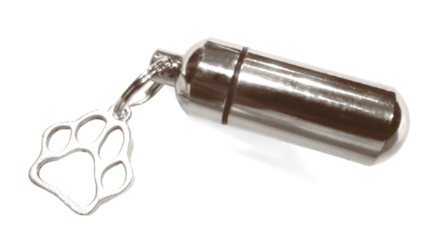 PET CREMATION URN Keepsake - Silver Paw, Sympathy Gift, Personalized Jewelry